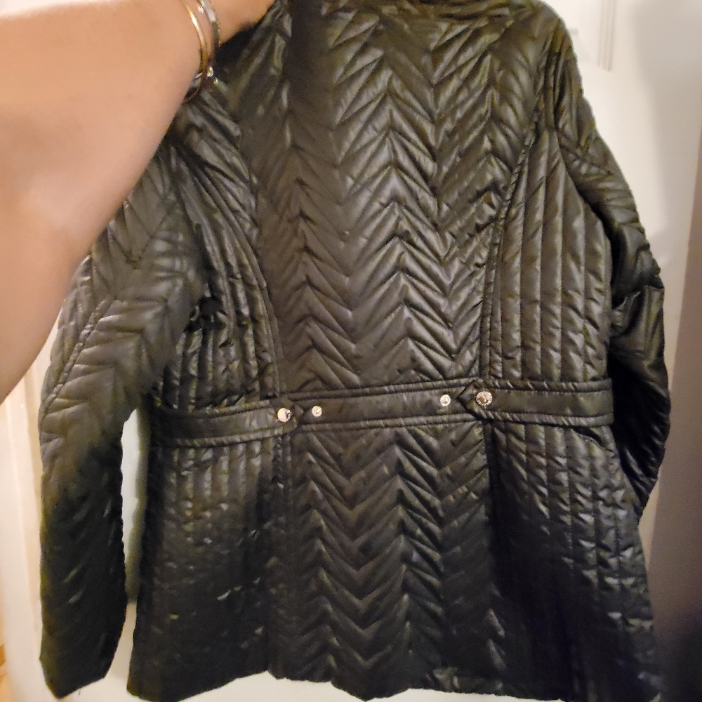 NWT Via Spiga Packable Coat Large Black - Picture 3 of 4